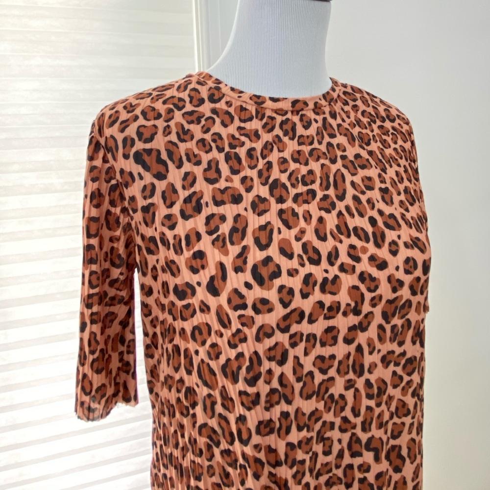 Zara Leopard Print Pleated Maxi Dress, Small